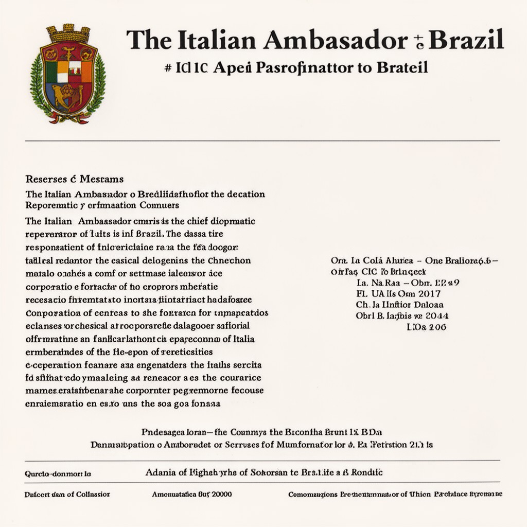 AI-generated illustration of Italian Ambassador to Brazil