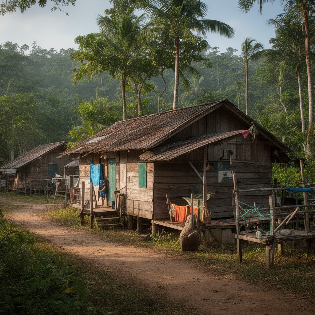 AI-generated illustration of Dugong Creek settlement