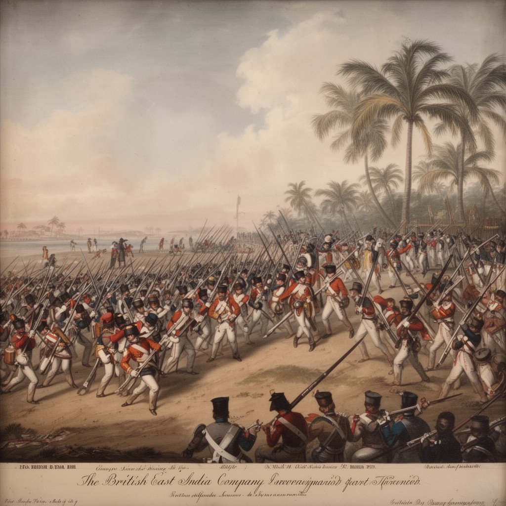 AI-generated illustration of British East India Company forces