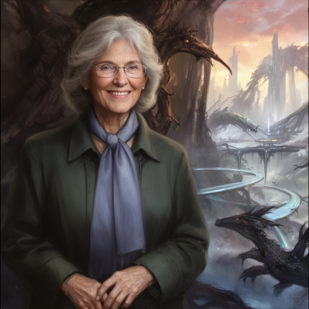 AI-generated illustration of Anne McCaffrey