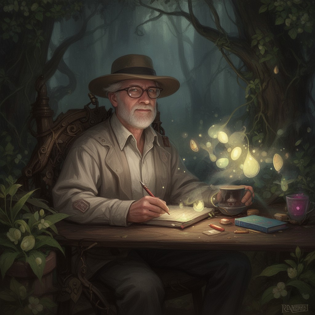 AI-generated illustration of Piers Anthony