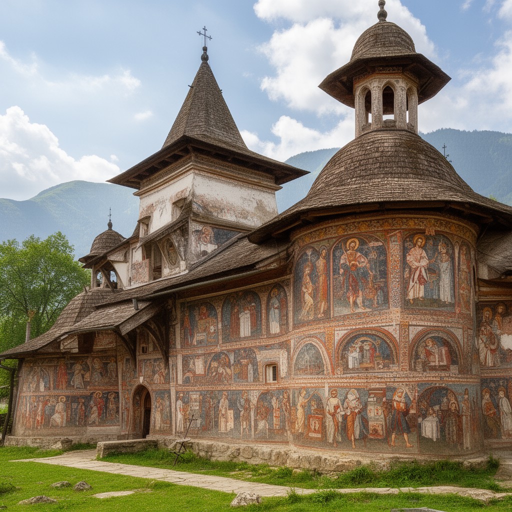 AI-generated illustration of Sucevița Monastery