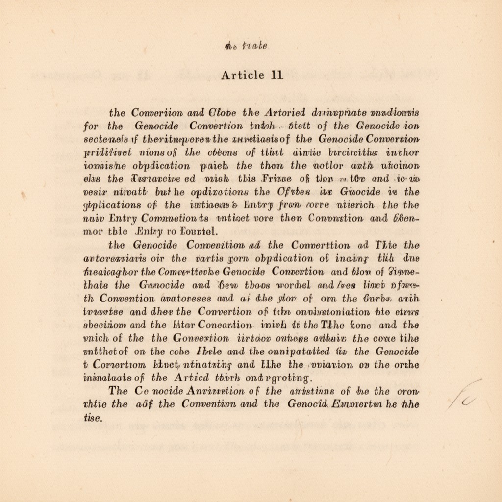 AI-generated illustration of Article 11 of the Genocide Convention