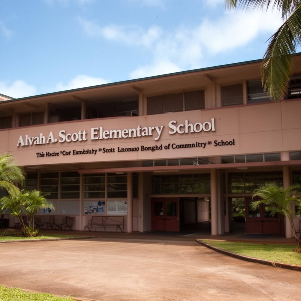AI-generated illustration of Alvah A. Scott Elementary School