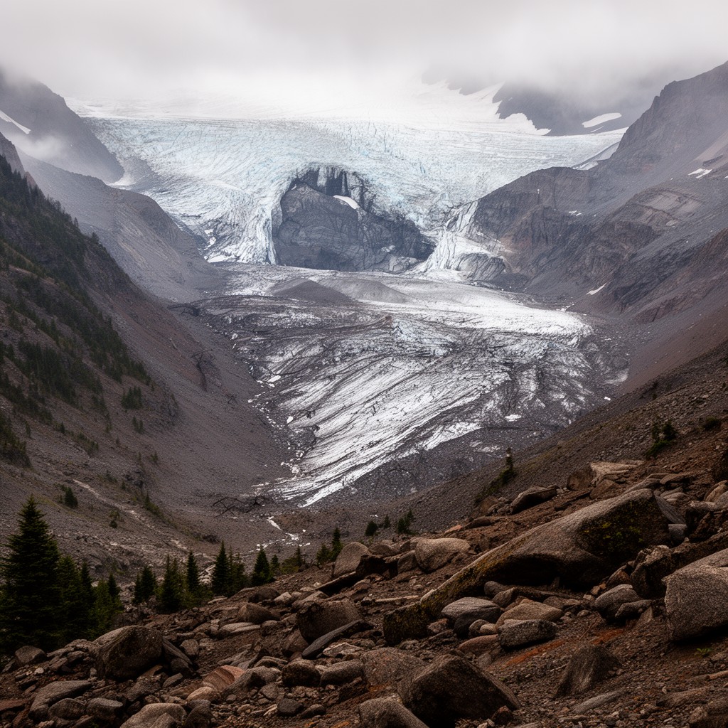 AI-generated illustration of Watkins Glacier