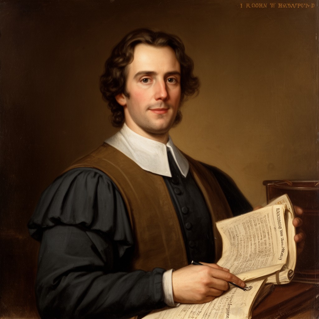 AI-generated illustration of John Harvard