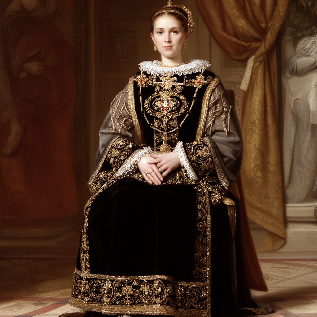 AI-generated illustration of Maria of Aragon, Queen of Portugal