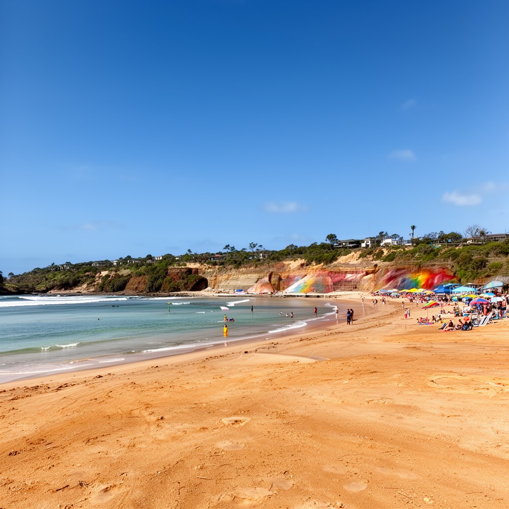 AI-generated illustration of Rainbow Beach
