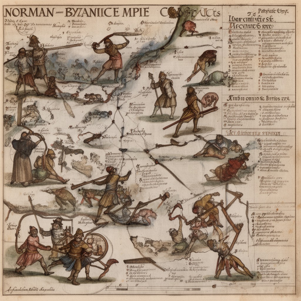 AI-generated illustration of Norman–Byzantine conflicts