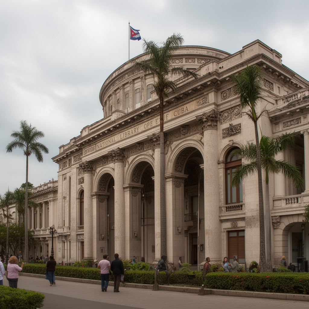 AI-generated illustration of National Library of Cuba José Martí