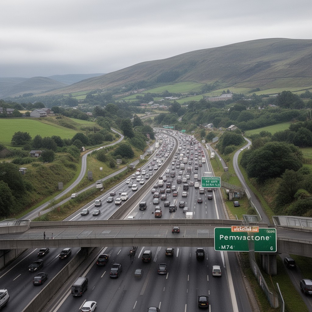 AI-generated illustration of M74 motorway