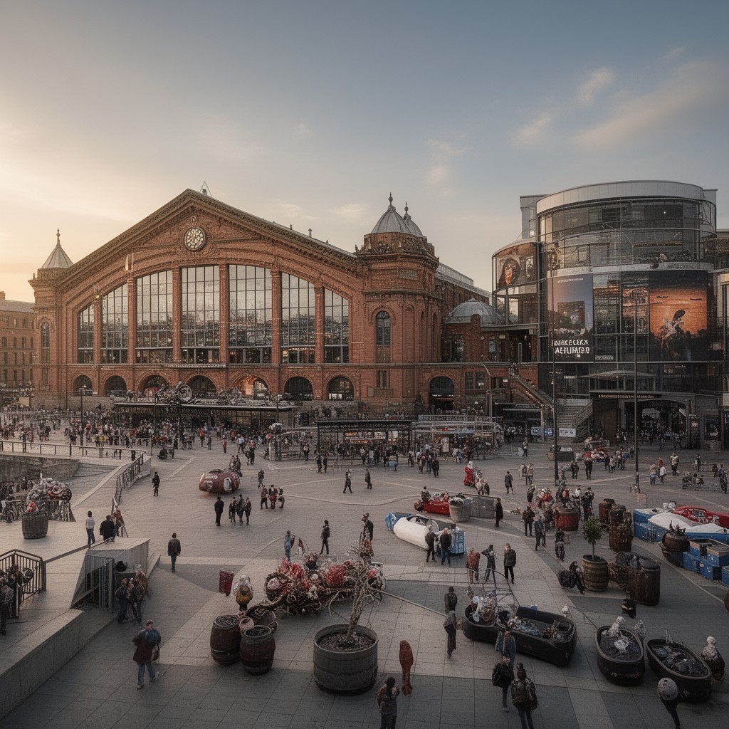 AI-generated illustration of Manchester Central Convention Complex