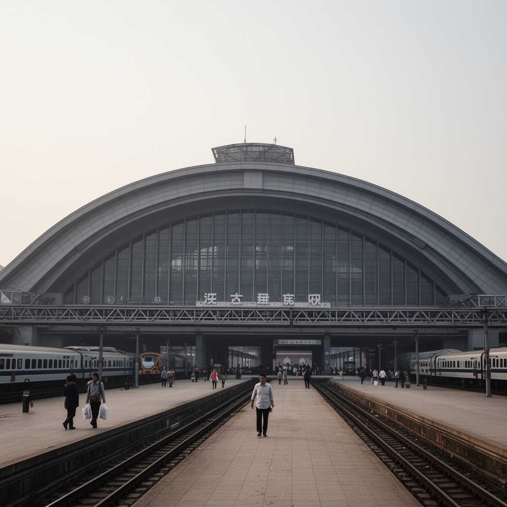 AI-generated illustration of Hankou Railway Station