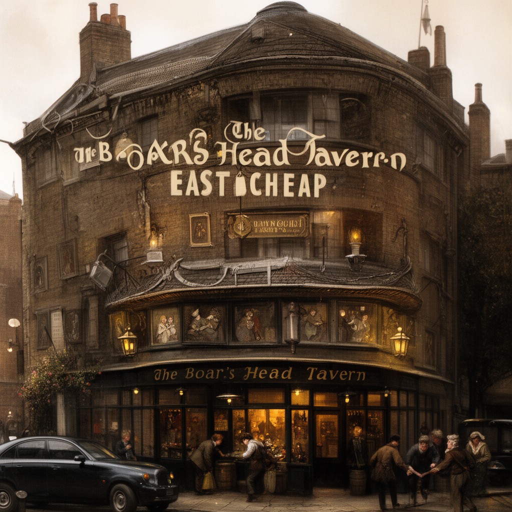 AI-generated illustration of The Boar’s Head Tavern, Eastcheap