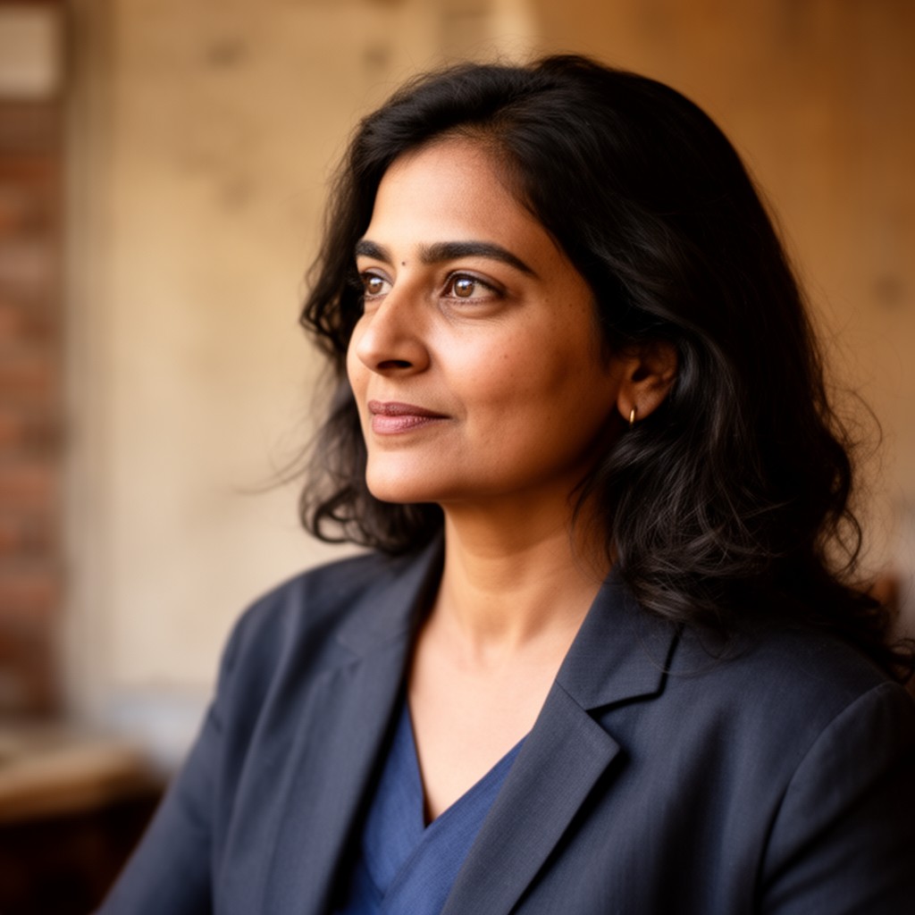AI-generated illustration of Jhumpa Lahiri