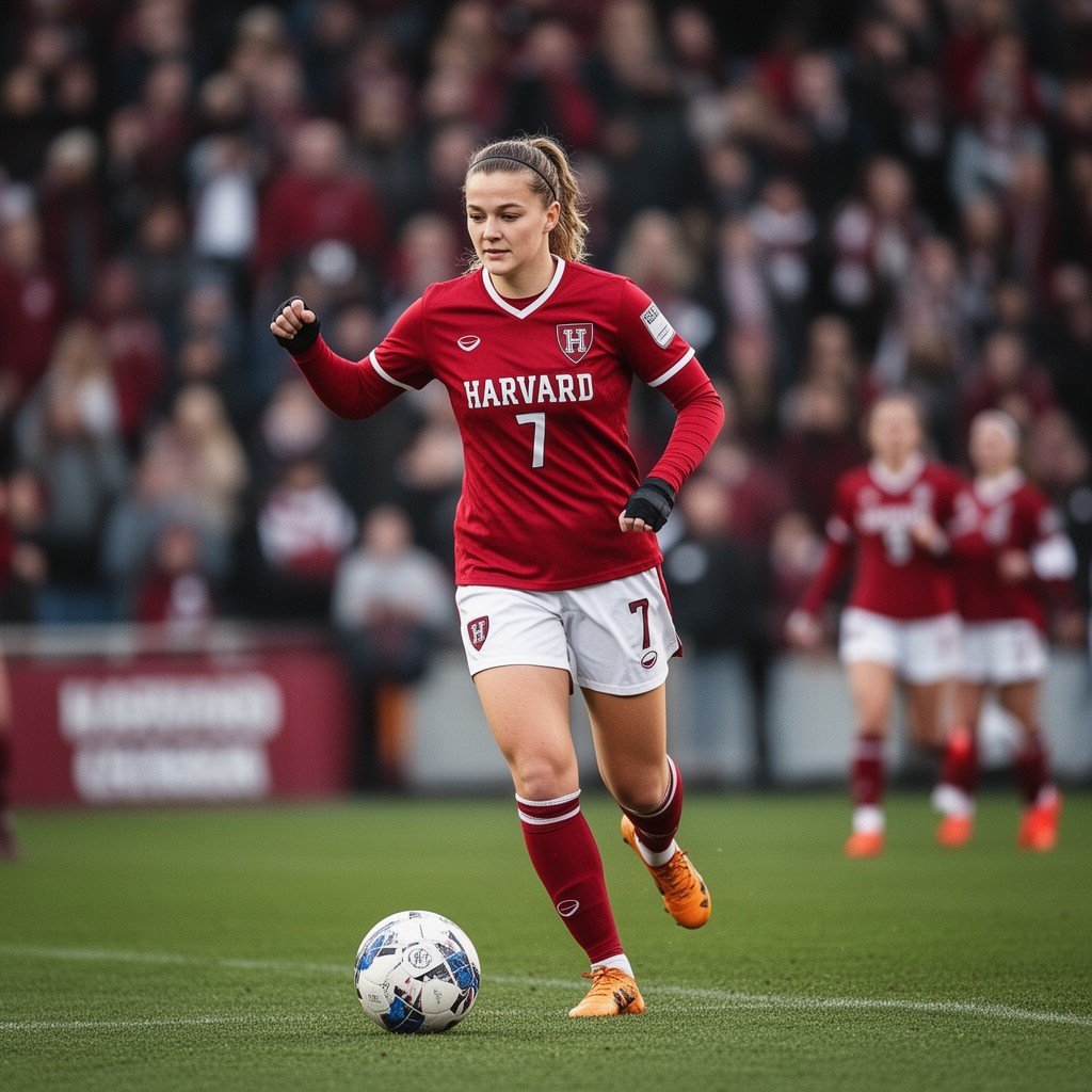 AI-generated illustration of Harvard Crimson women’s soccer