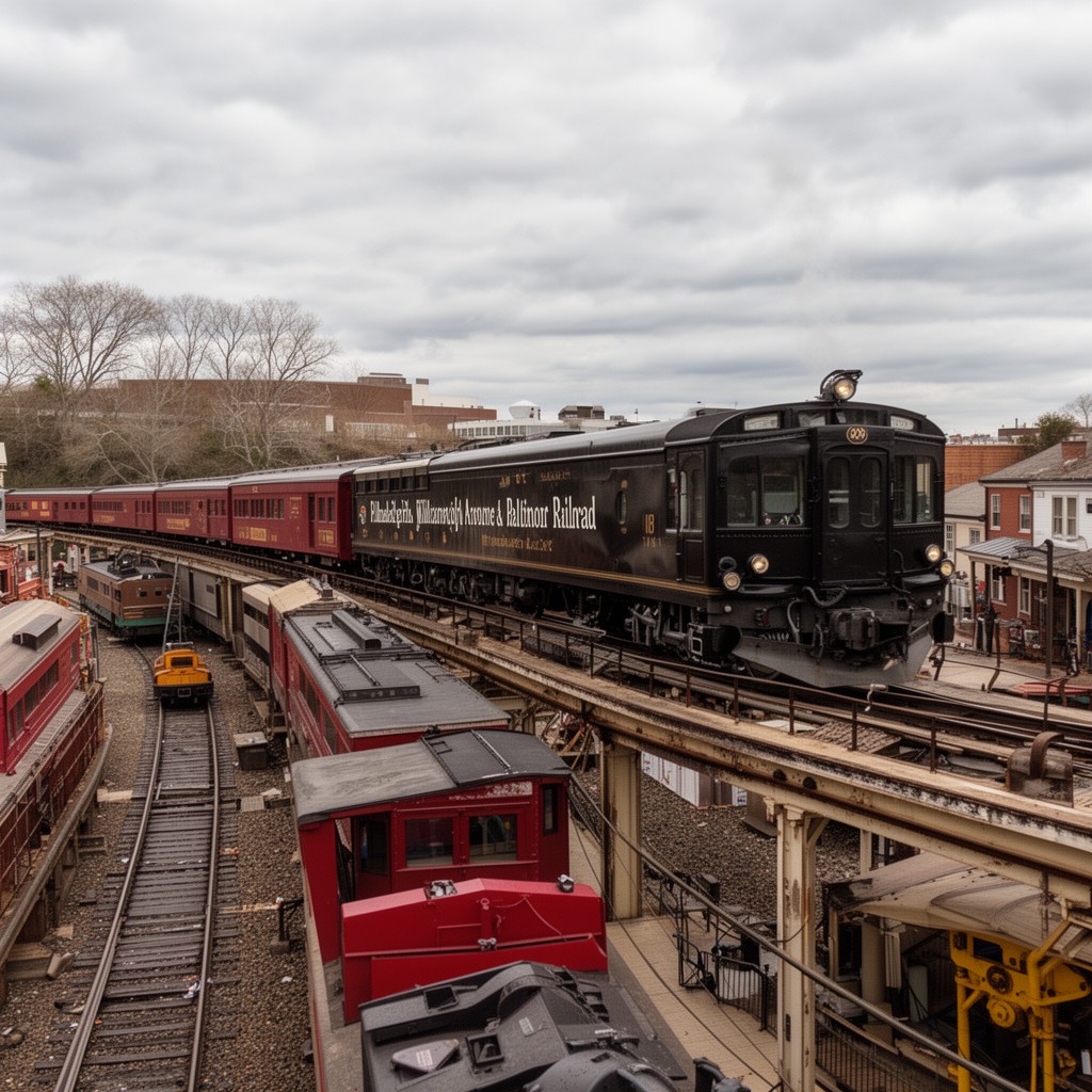 AI-generated illustration of Philadelphia, Wilmington and Baltimore Railroad