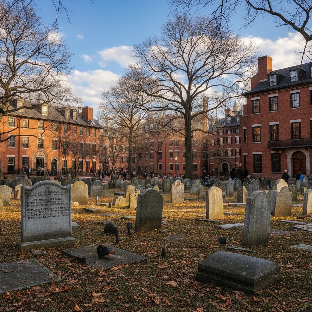 AI-generated illustration of Granary Burying Ground, Boston, Massachusetts, United States
