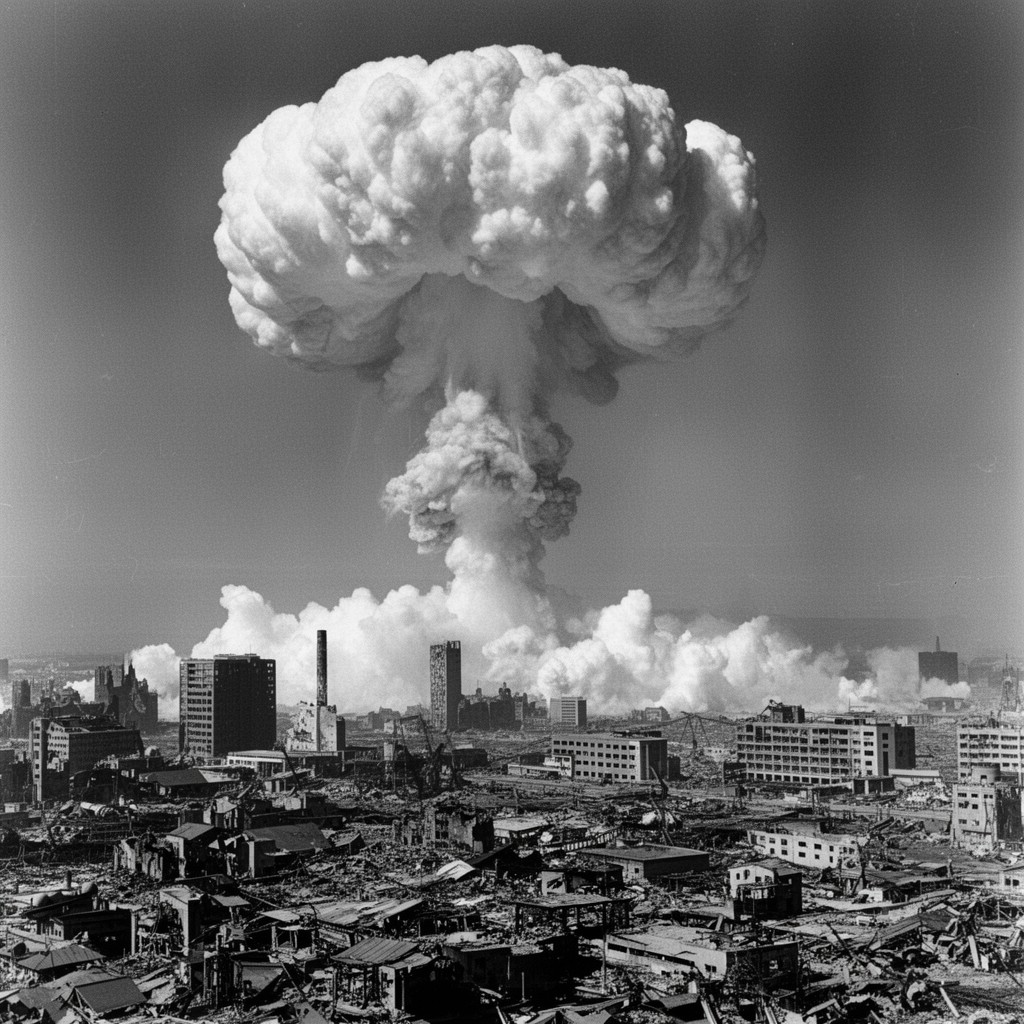 AI-generated illustration of atomic bombing of Hiroshima