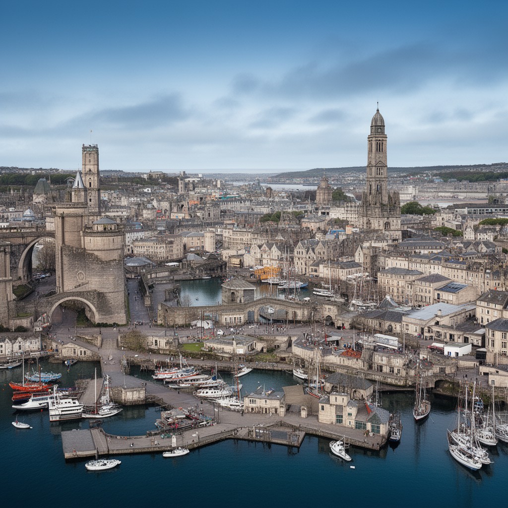 AI-generated illustration of Plymouth, England