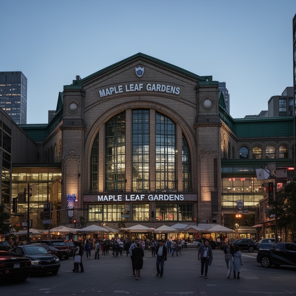 AI-generated illustration of Maple Leaf Gardens