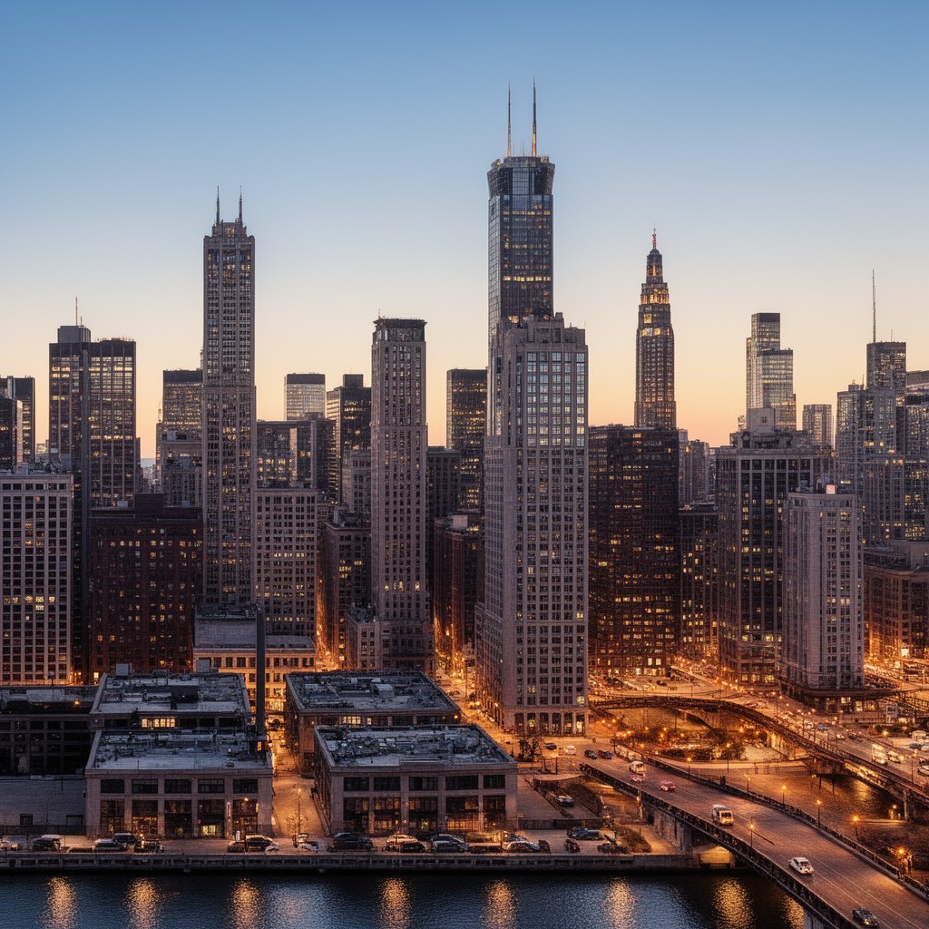 AI-generated illustration of Chicago, Illinois, United States