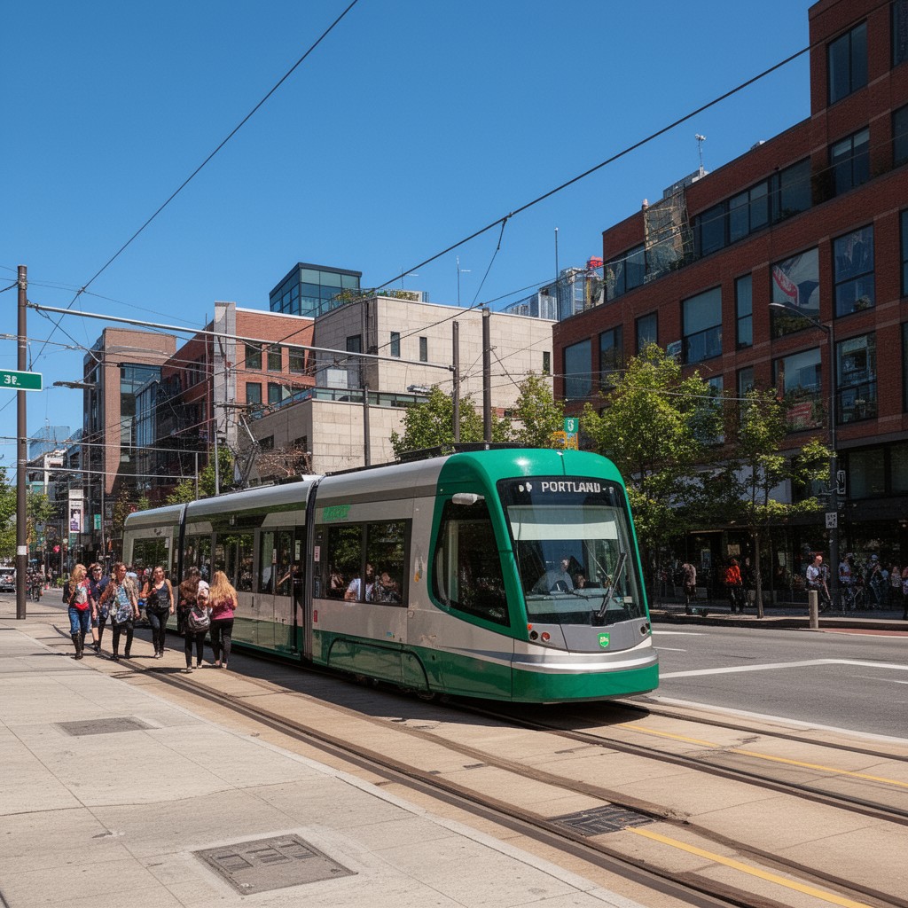 AI-generated illustration of Portland Streetcar