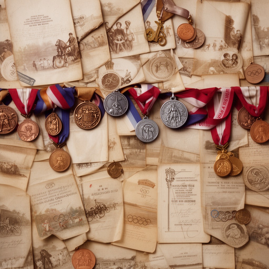 AI-generated illustration of International Olympic Committee later assigned gold, silver and bronze medals retrospectively