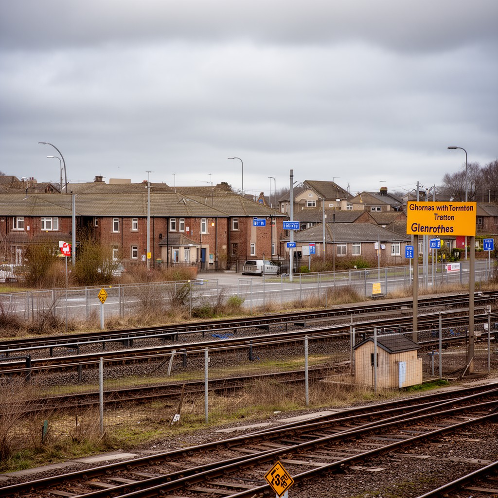 AI-generated illustration of Glenrothes with Thornton railway station
