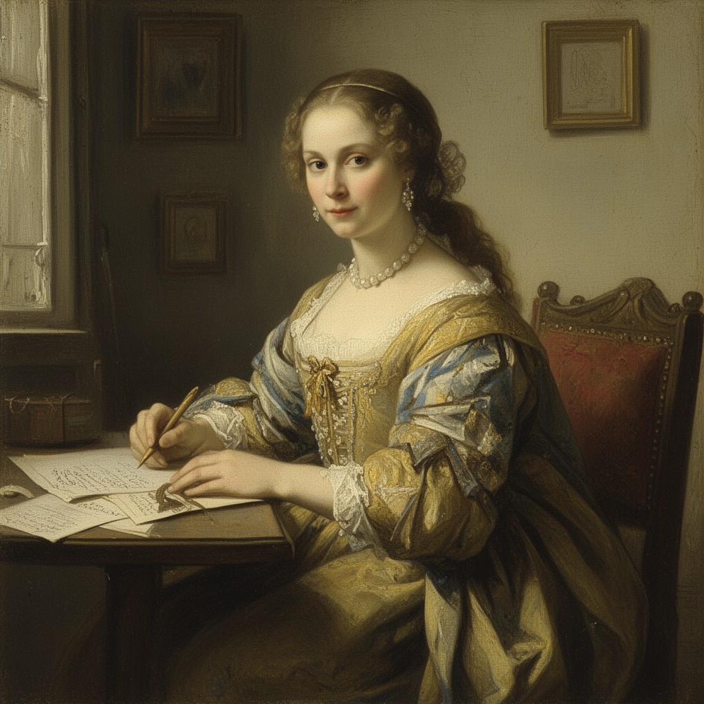 AI-generated illustration of A Lady Writing a Letter