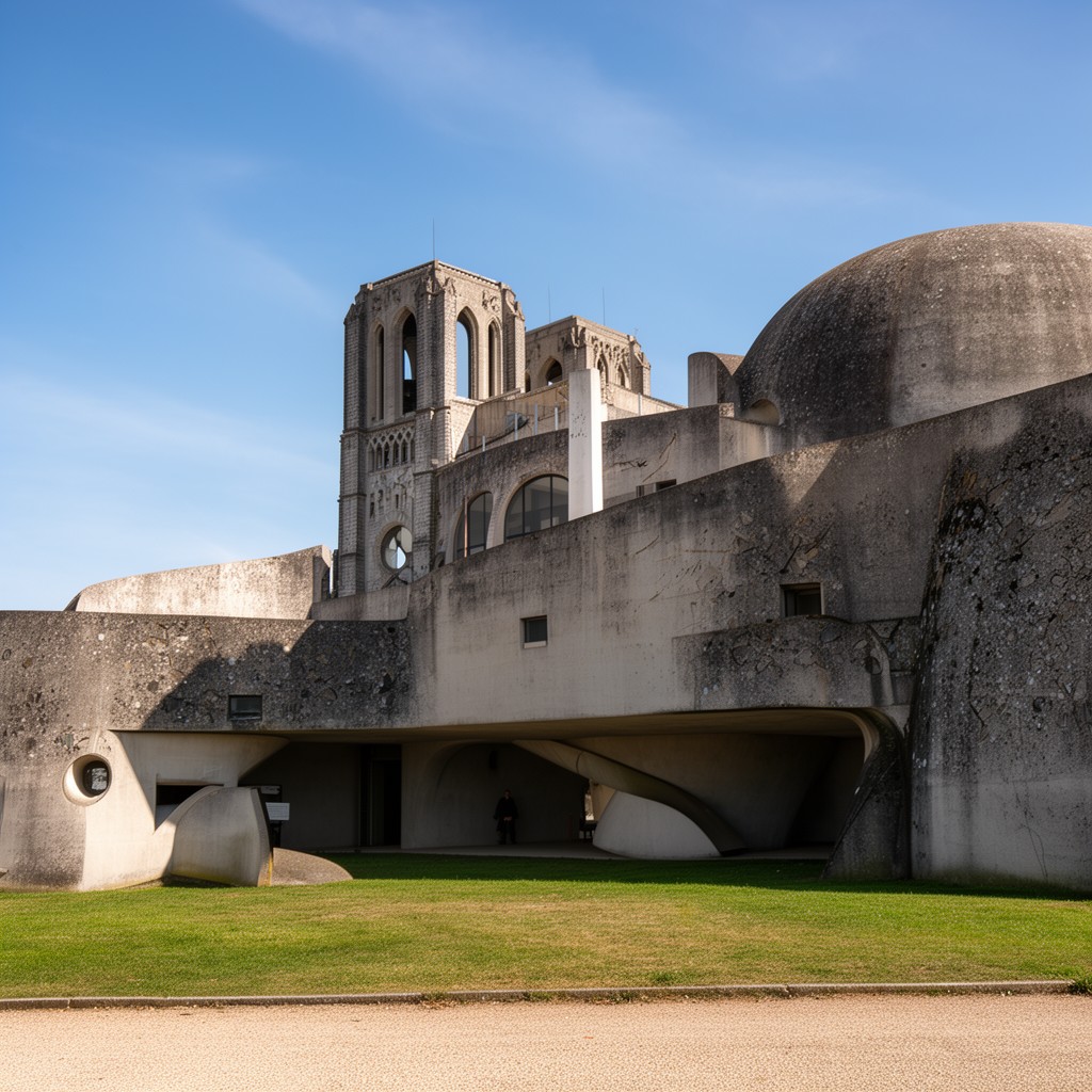 AI-generated illustration of Notre Dame du Haut, Ronchamp