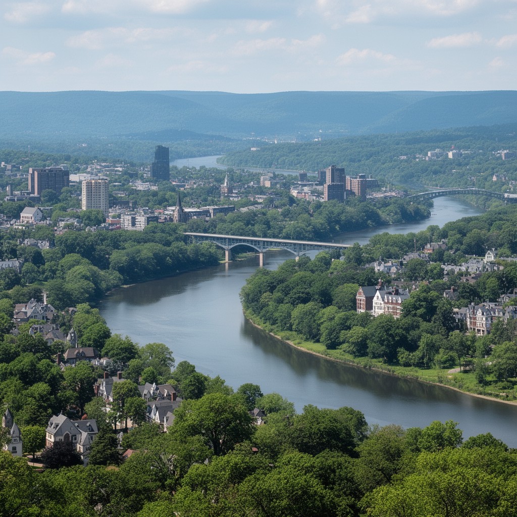 AI-generated illustration of Ithaca, New York, United States