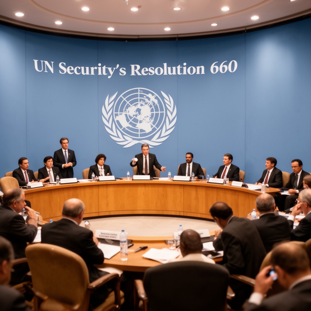 AI-generated illustration of UN Security Council Resolution 660