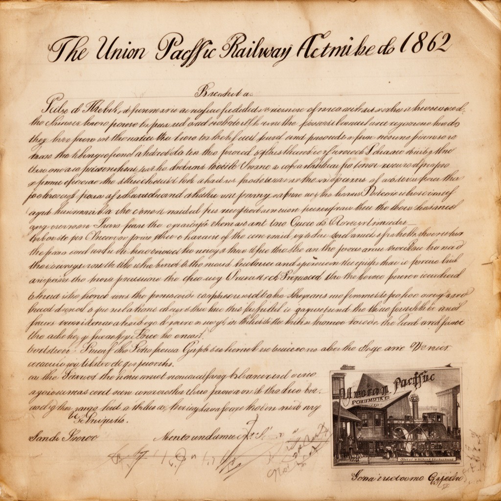 AI-generated illustration of Union Pacific Railway Act of 1862