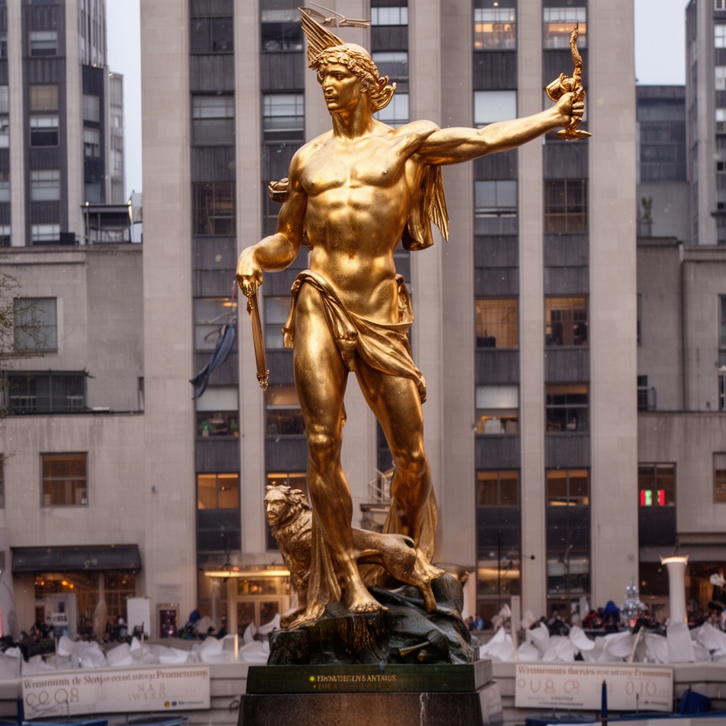 AI-generated illustration of Prometheus statue