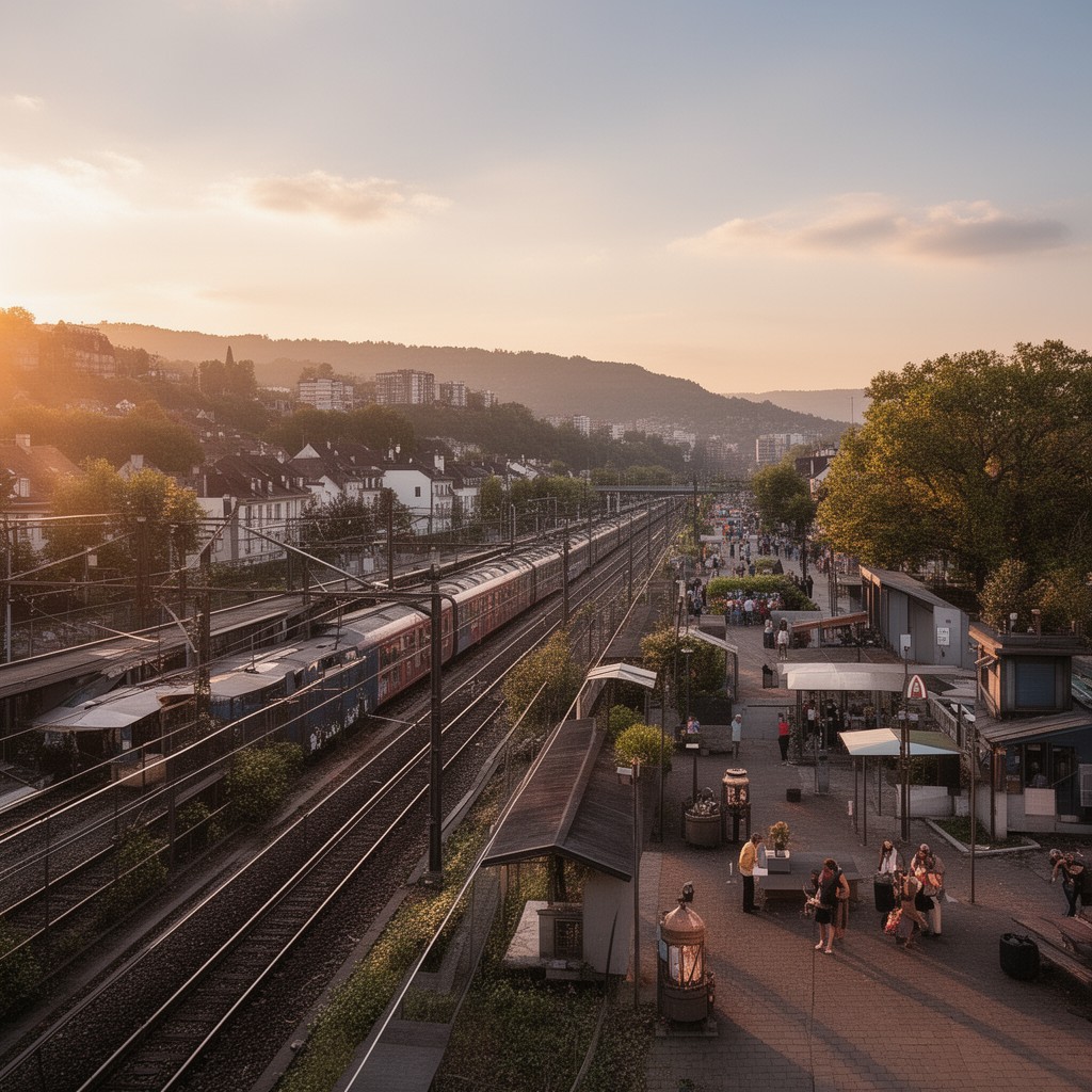 AI-generated illustration of Basel–Mulhouse railway