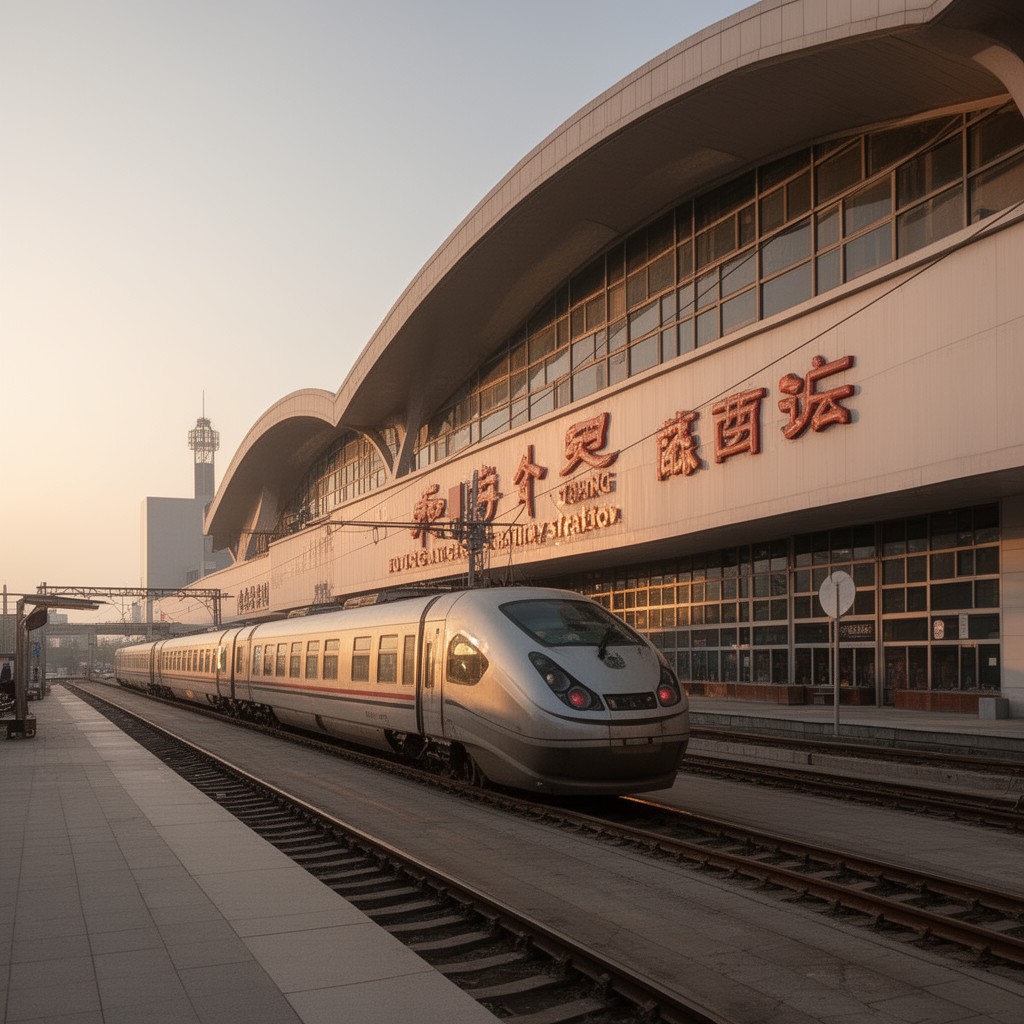 AI-generated illustration of Wuchang Railway Station