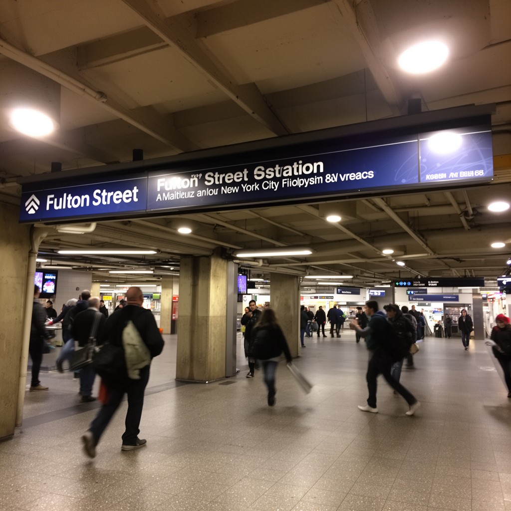 AI-generated illustration of Fulton Street station