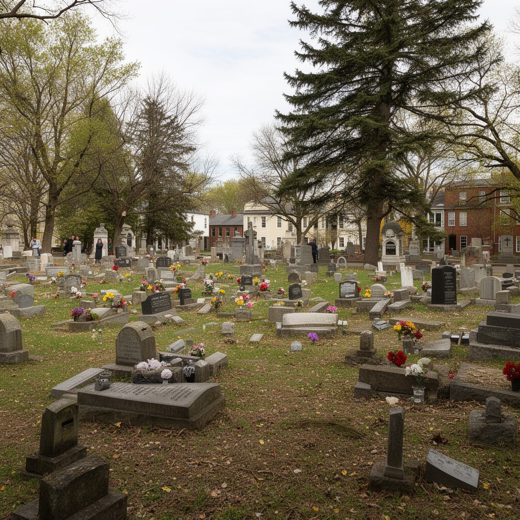 AI-generated illustration of St. John’s Cemetery, Worcester, Massachusetts