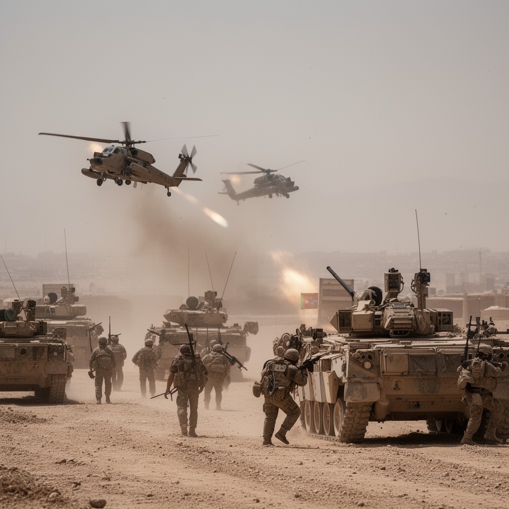 AI-generated illustration of Middle East combat operations
