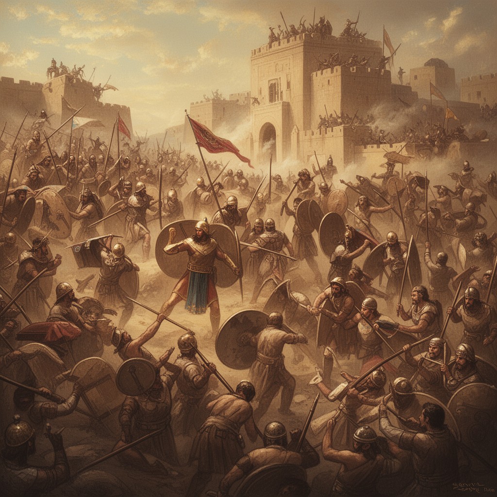 AI-generated illustration of Assyrian conquest of the Kingdom of Israel