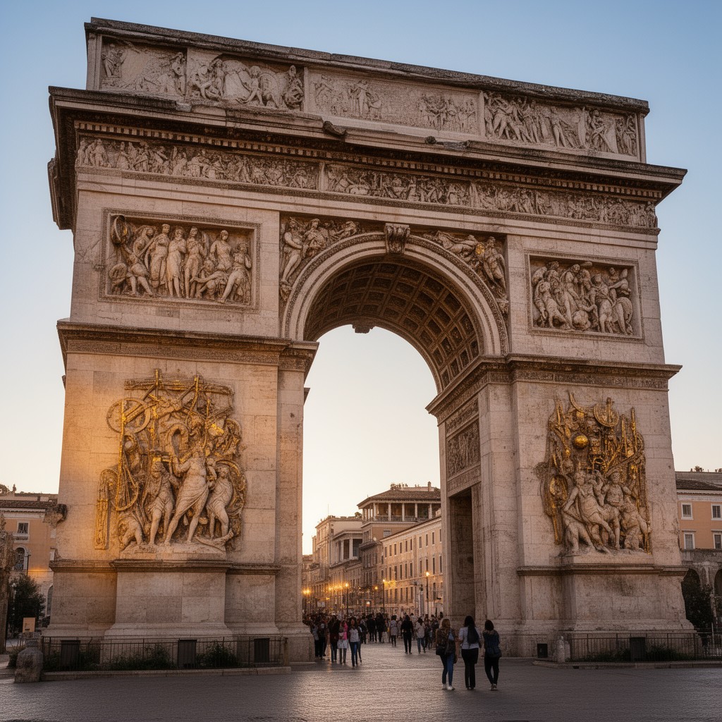 AI-generated illustration of Arch of Titus reliefs