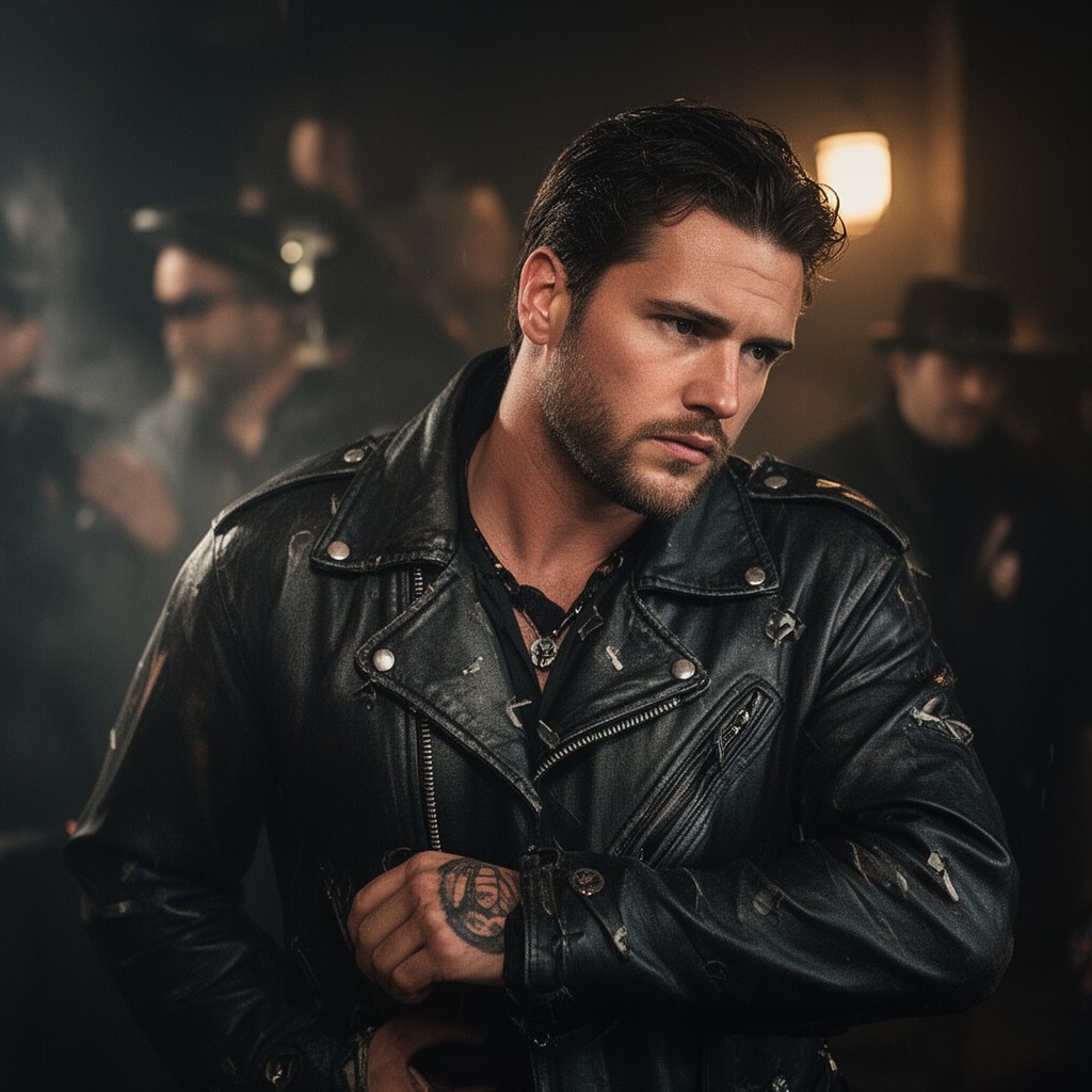 AI-generated illustration of Jackson "Jax" Teller in Sons of Anarchy