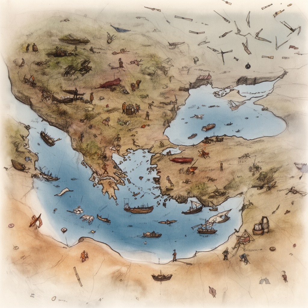 AI-generated illustration of Mediterranean Basin