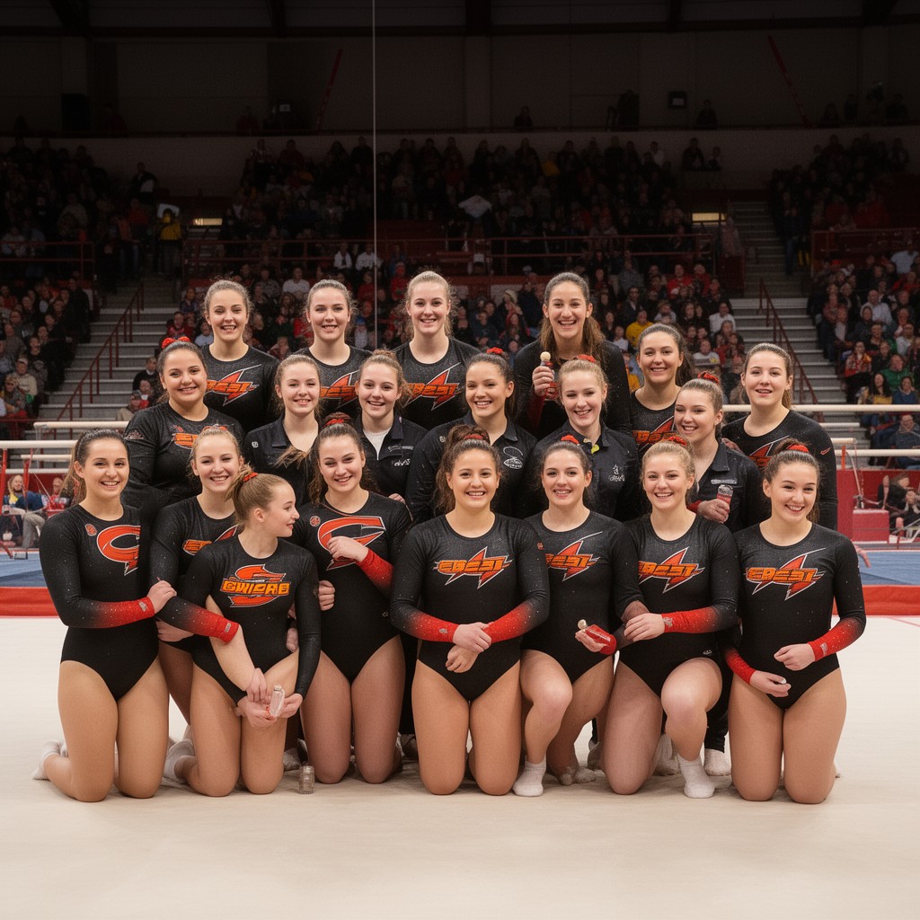 AI-generated illustration of Oregon State Beavers gymnastics team