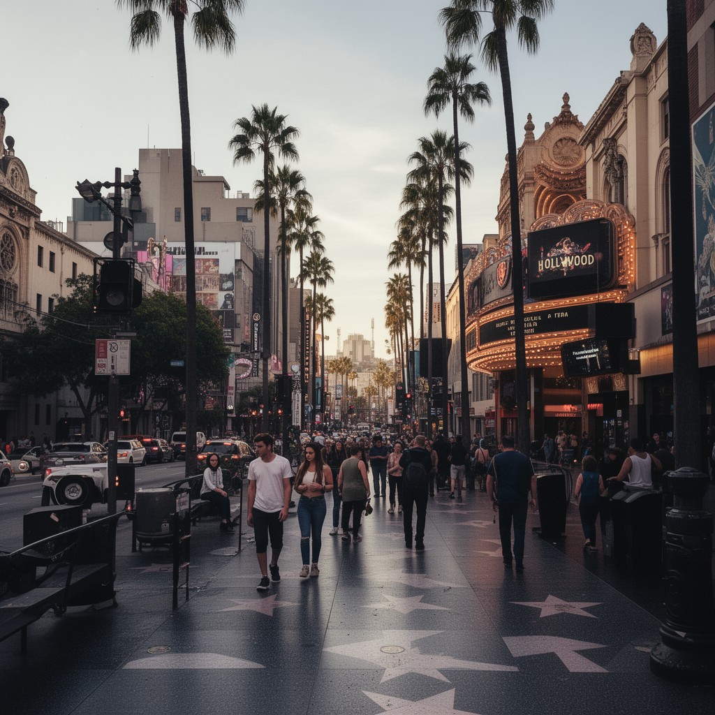 AI-generated illustration of Hollywood Boulevard