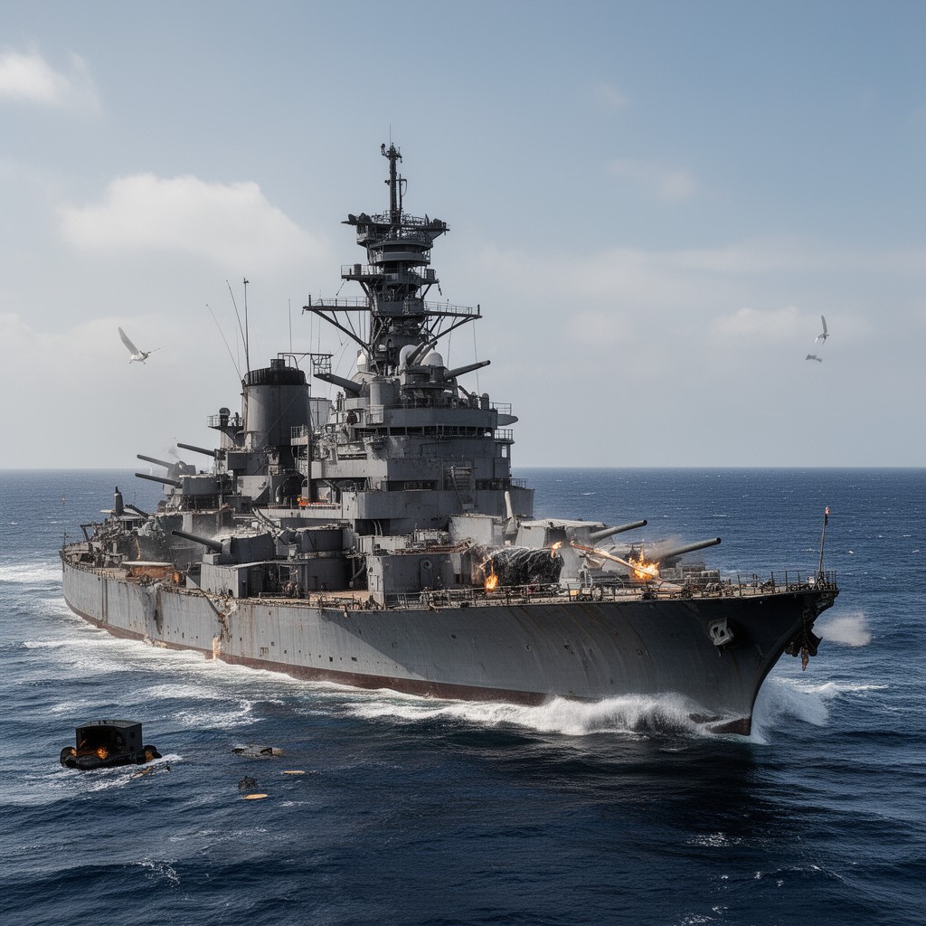 AI-generated illustration of heavy cruiser Mikuma