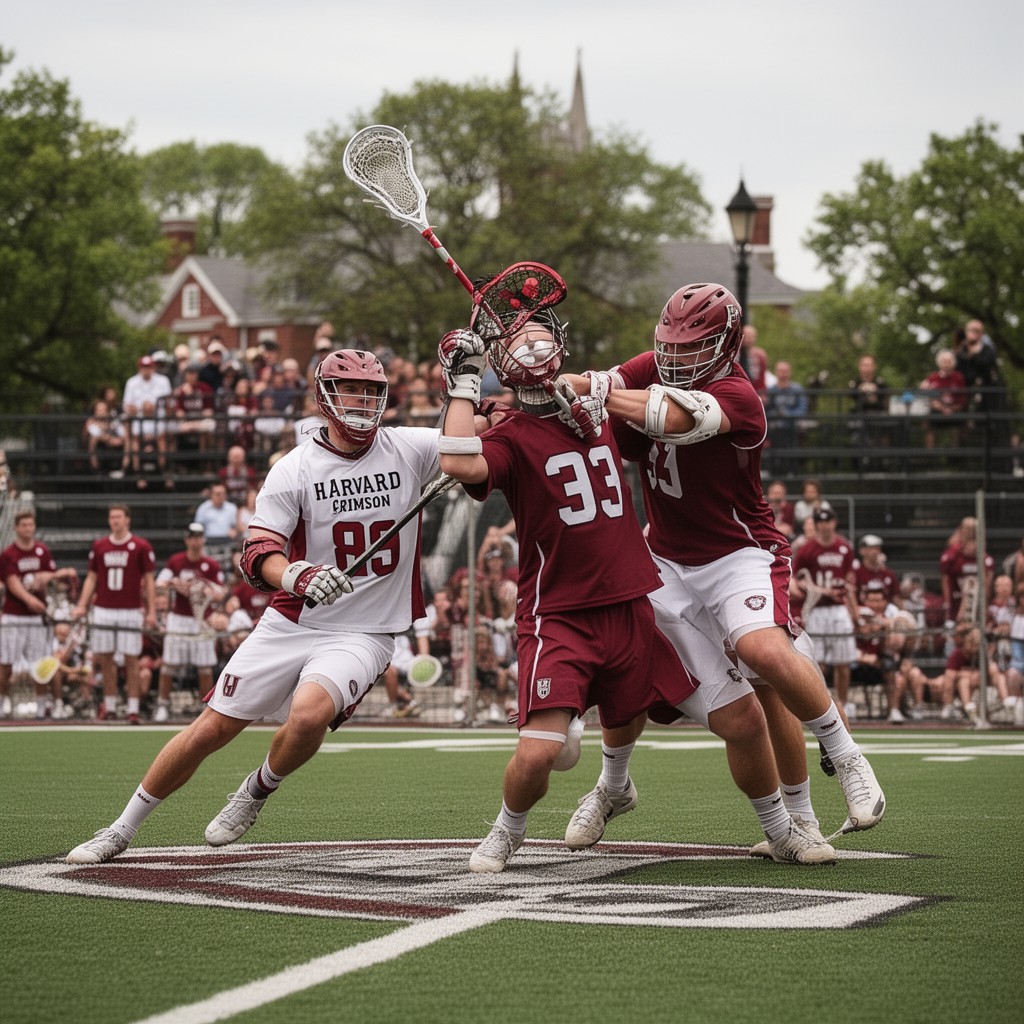 AI-generated illustration of Harvard Crimson men’s lacrosse