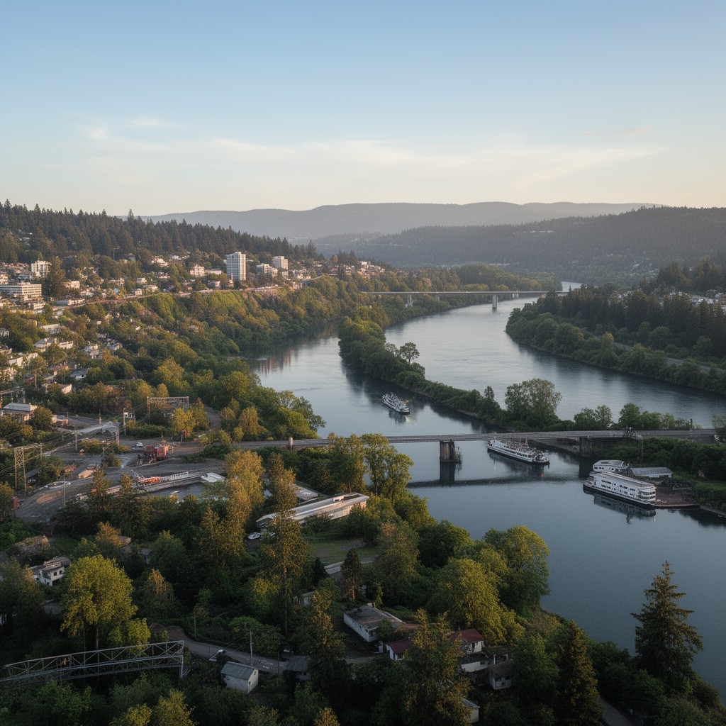 AI-generated illustration of Willamette River