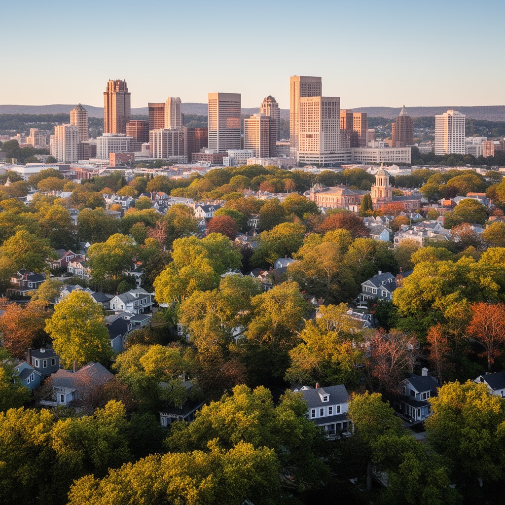 AI-generated illustration of Belmont skyline